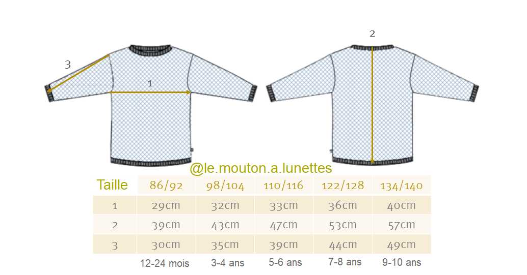 guide des tailles pull aran disana