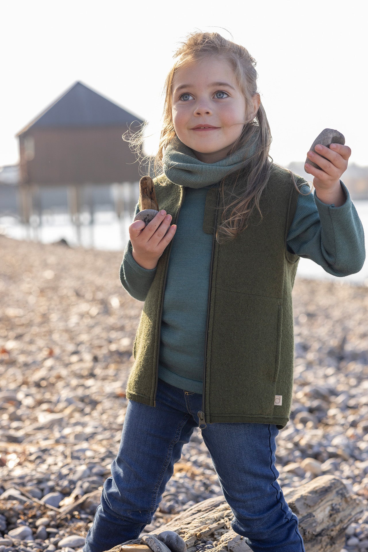 Veste sans manches en laine bouillie bio pour enfant - DISANA