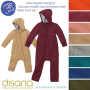combinaison disana en laine à fermeture éclair zip pour bébé et enfant laine mérinos bio