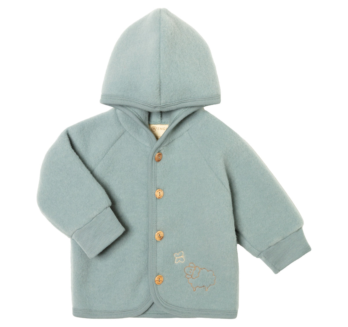 Veste en polaire de laine naturelle Bio avec Broderie et Boutons en bois - ENGEL NATUR Série limitée