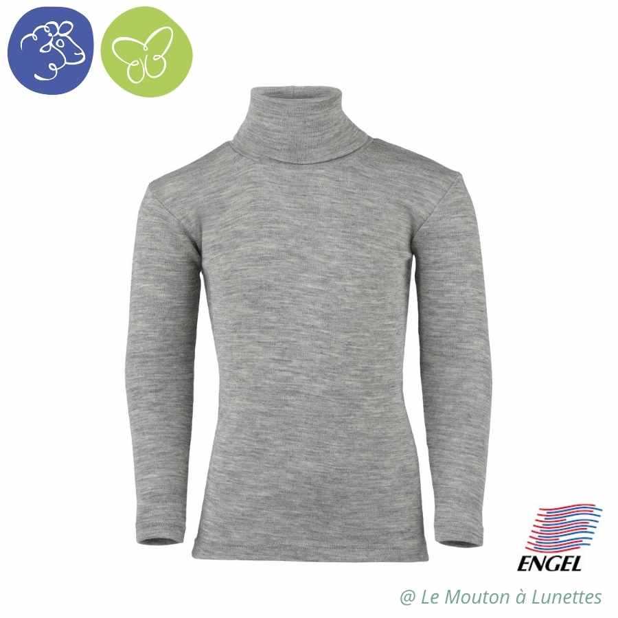 tricot col roule laine mérinos bio enfant manches longues engel natur