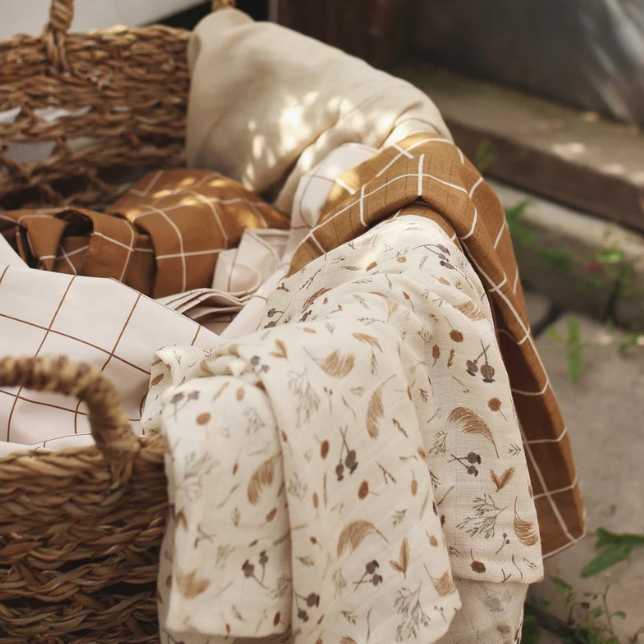 Lot de 3 langes en mousseline de coton bio Motif graminées - Avery Row