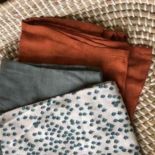Lot de 3 langes en mousseline de coton bio Motif forêt