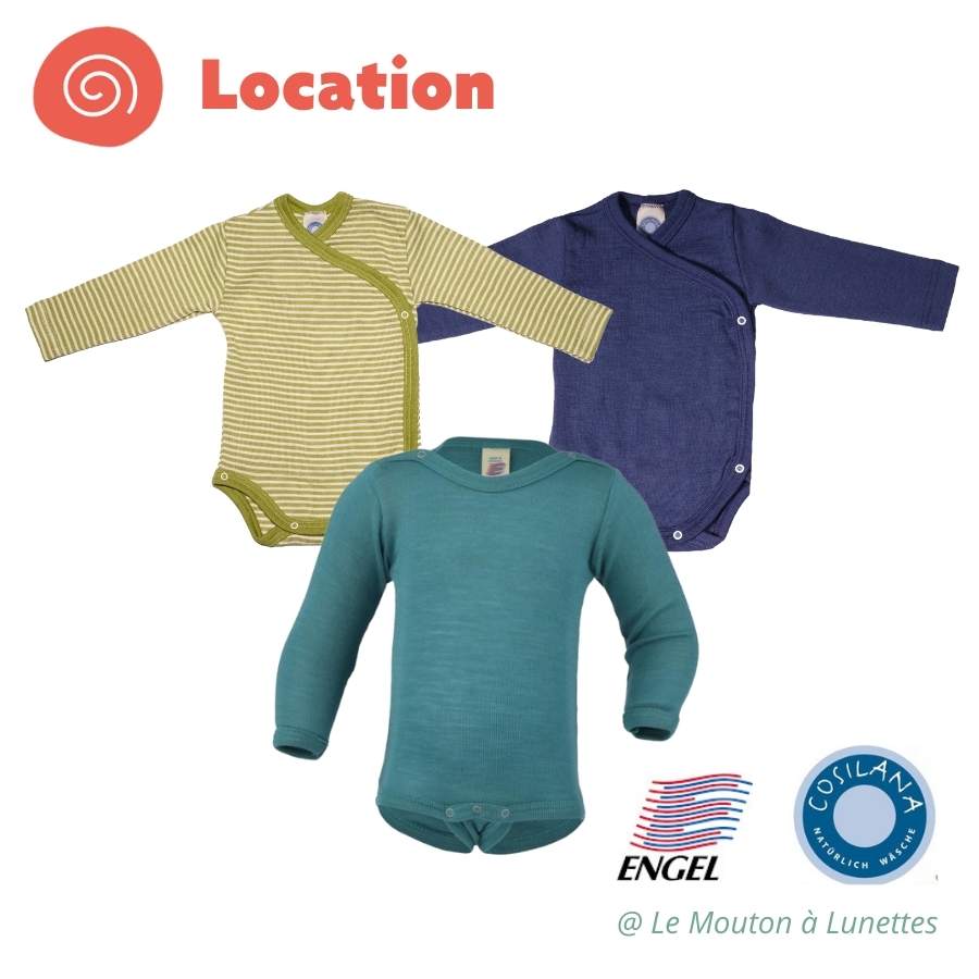 Body bébé en laine mérinos et soie manches longues - LOCATION
