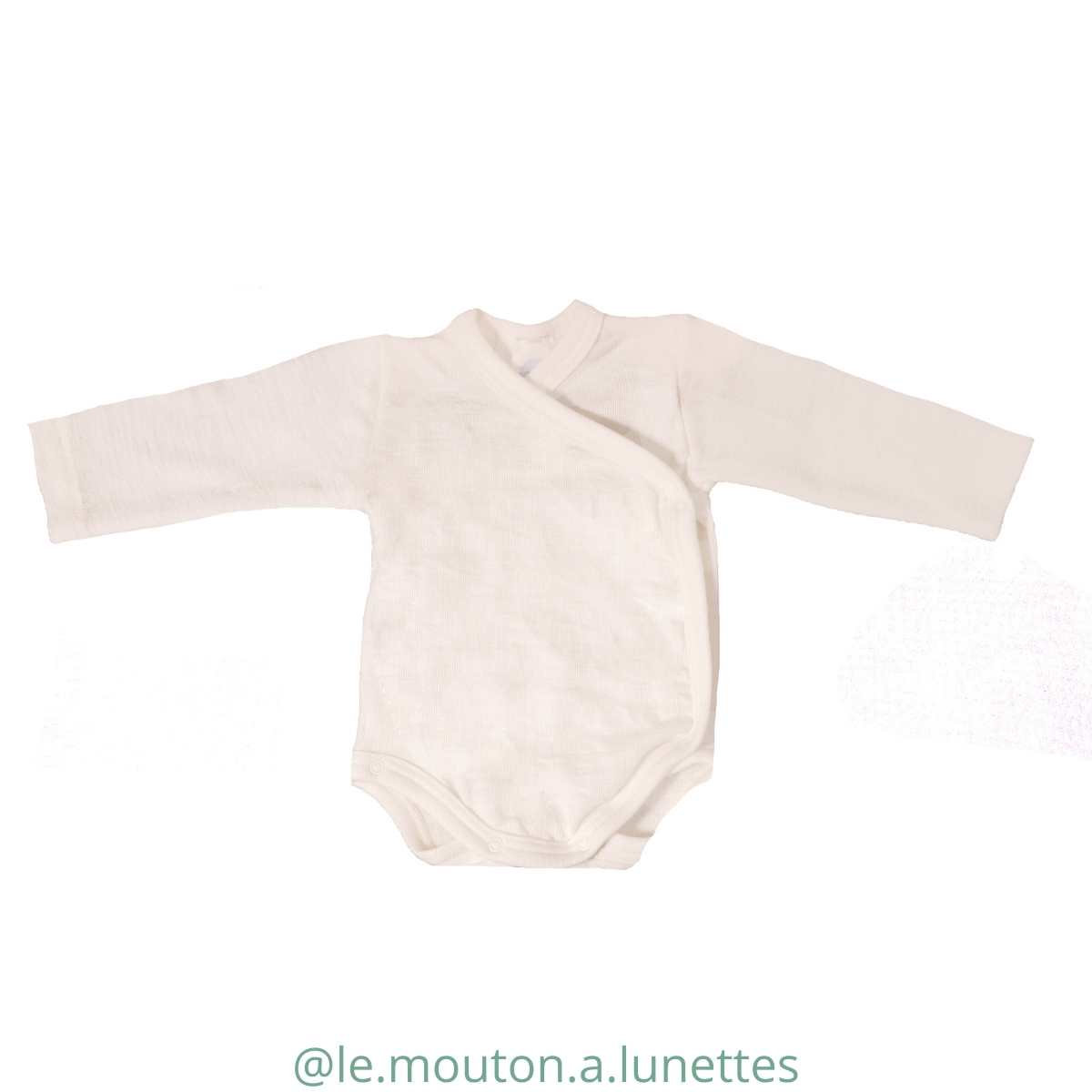 Body croisé en laine et soie écru laine mérinos bio Cosilana