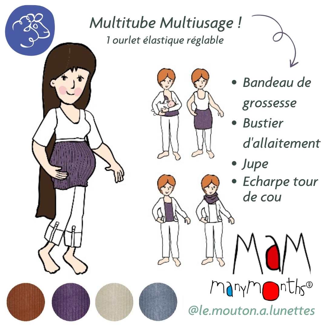 Multitube MaM en laine mérinos bandeau de grossesse jupe bustier multiusage Manymonths Mamidea