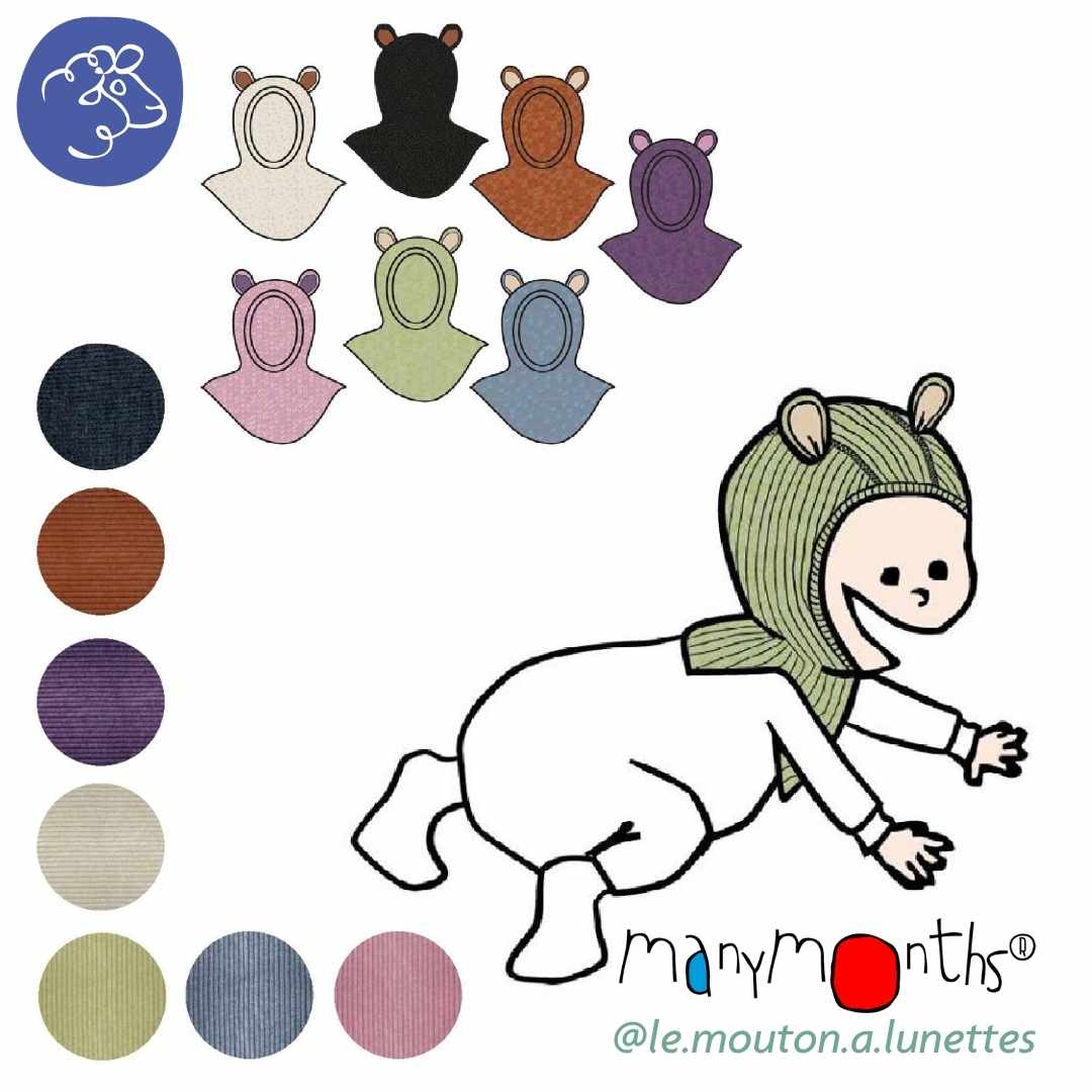 Cagoule bébé laine mérinos Manymonths Bear oreilles d'ourson