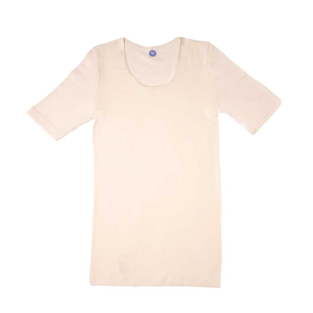 tshirt femme cosilana laine mérinos soie manches courtes bio sous-couche thermique écru naturel