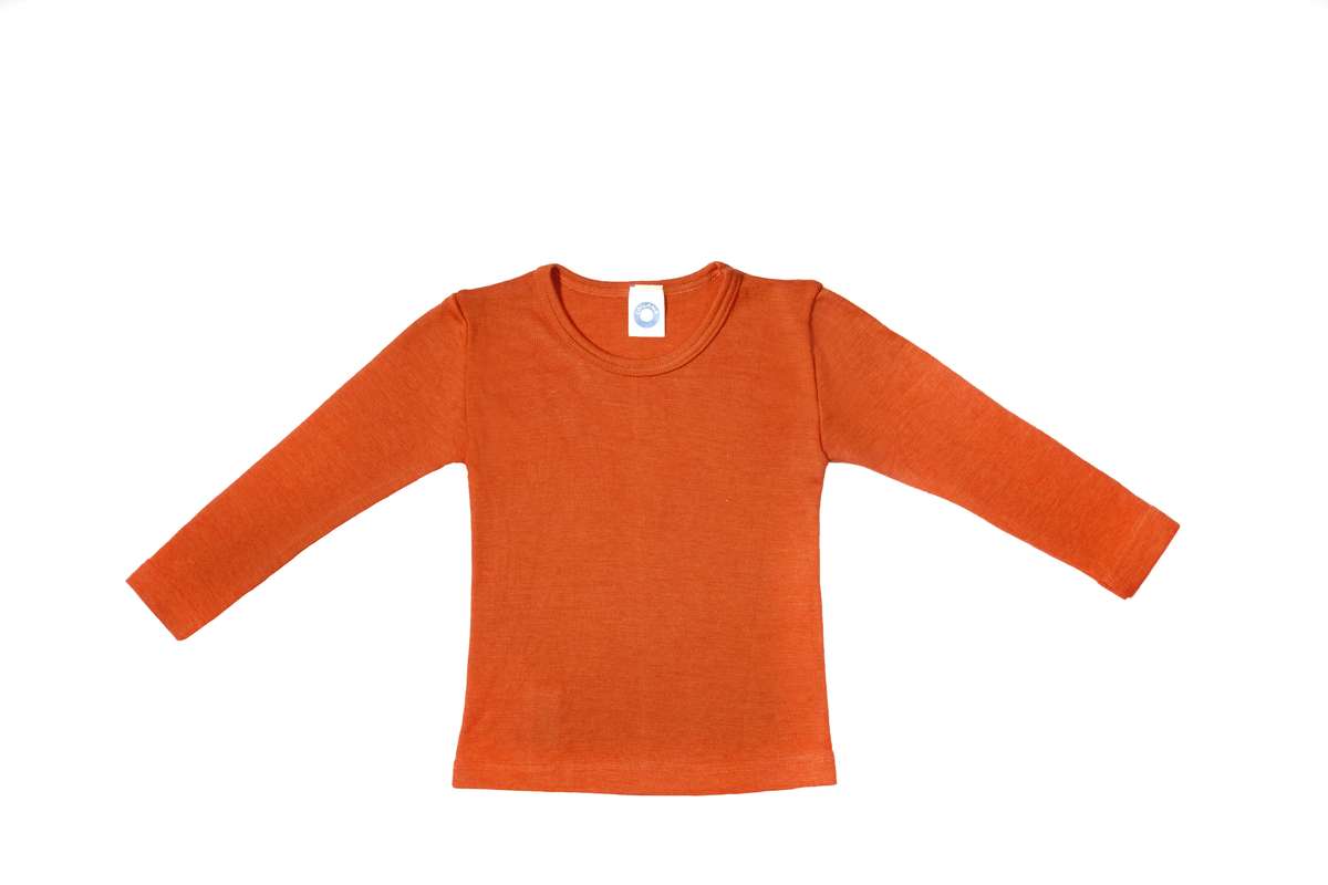 T-shirt en laine et soie manches longues enfant - COSILANA orange