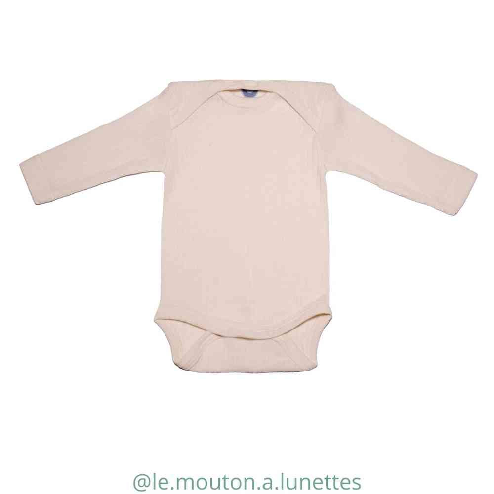 Body bébé Cosilana manches longues en coton laine et soie