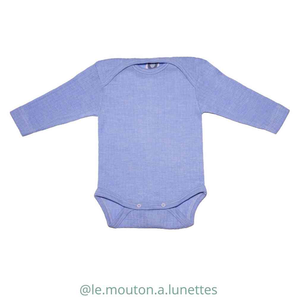 Body bébé Cosilana manches longues en coton laine et soie