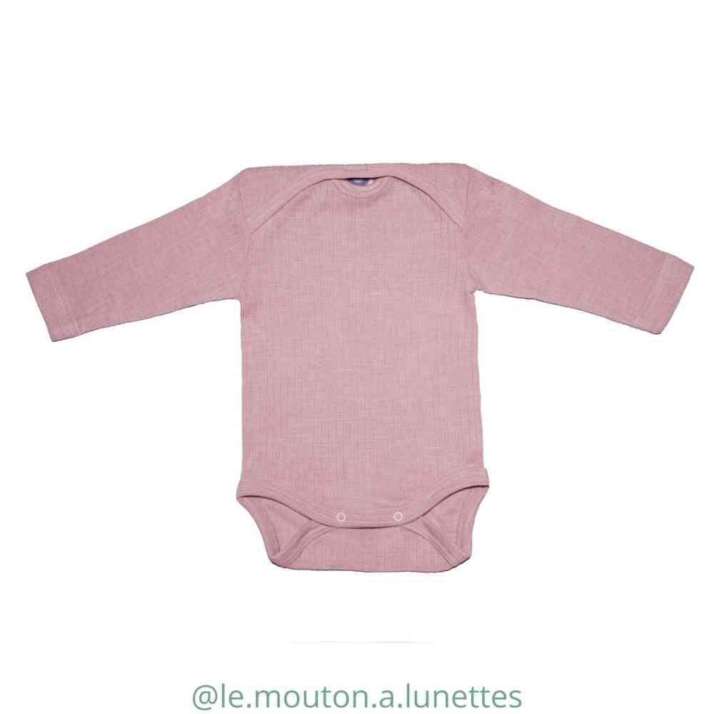 Body bébé Cosilana manches longues en coton laine et soie