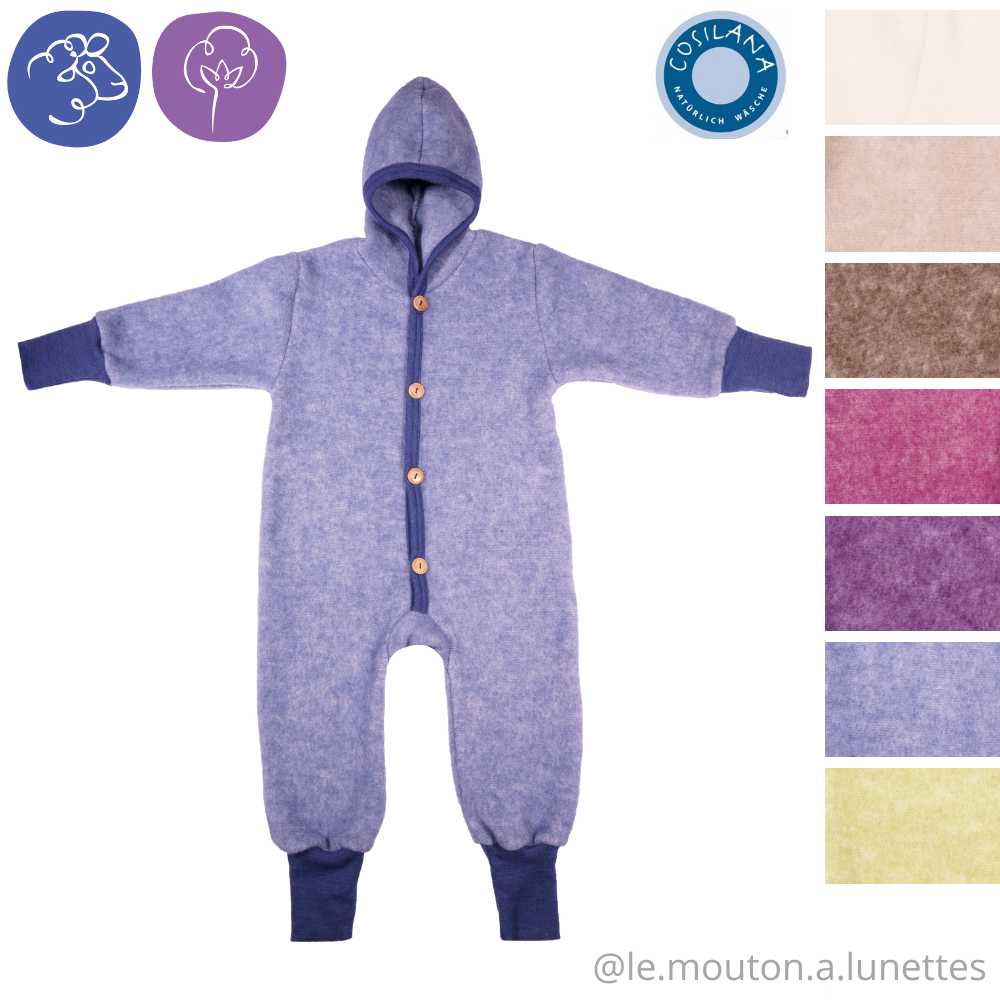 Combinaison pilote bébé laine polaire bio Cosilana évolutive