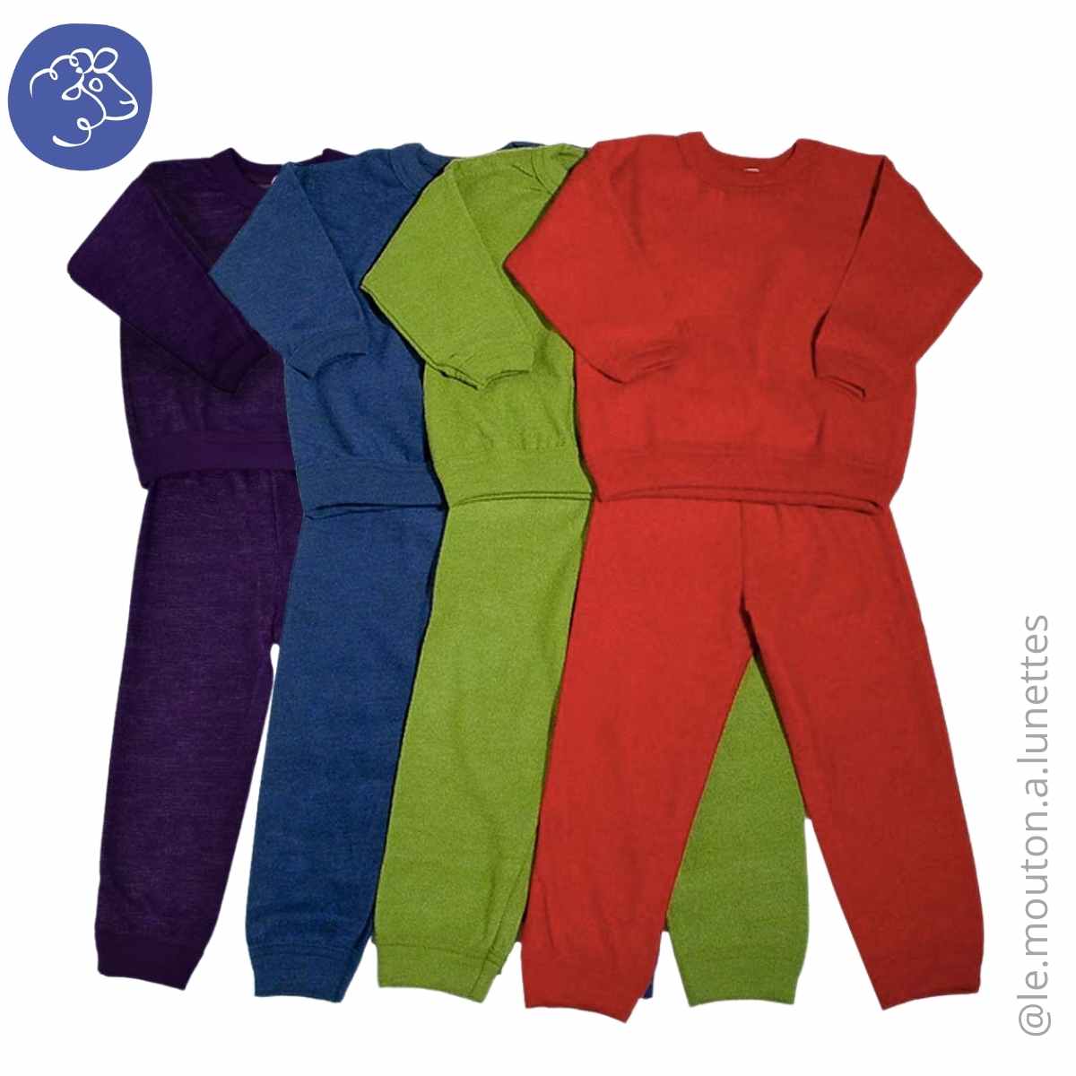 Pyjama garçon et fille COSILANA_pyjama_enfant_ 2 pieces_laine-merinos-eponge