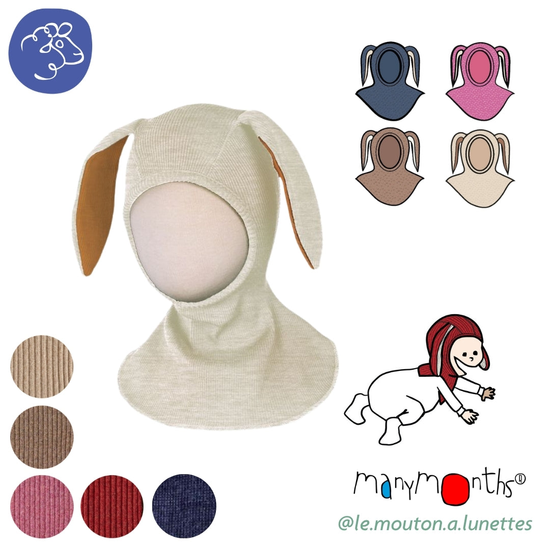 Cagoule lapin ManyMonths - Collection "Unique" Bunny en laine mérinos – PREVENTE 2026/27
