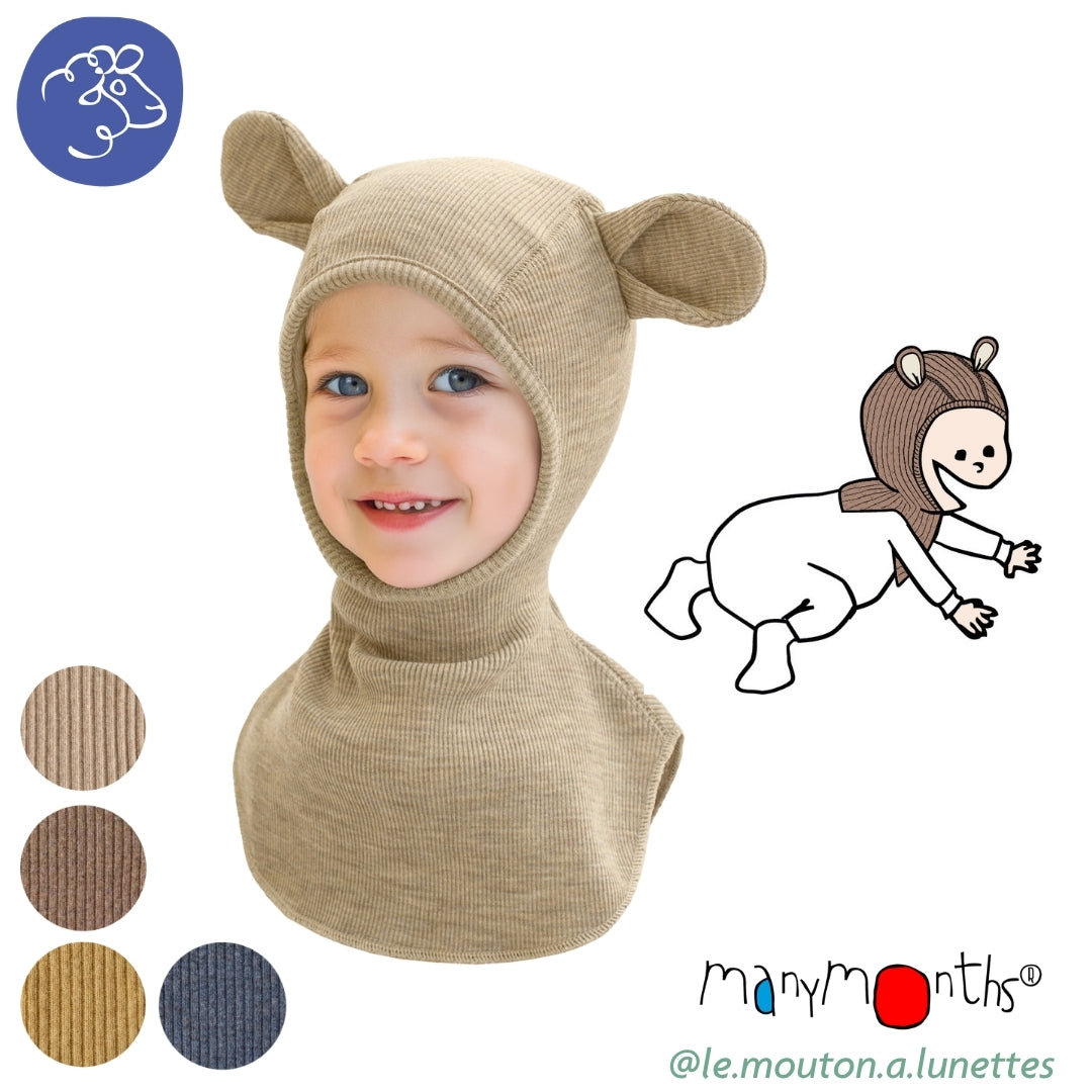 Cagoule ourson ManyMonths "Teddy" en laine mérinos – PREVENTE 2026/27