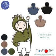 Cape DINO ManyMonths en laine mérinos avec capuche - PREVENTE 2026/27