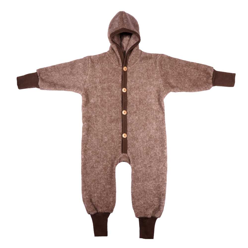 Combinaison pilote bébé laine polaire bio Cosilana évolutive brun chocolat
