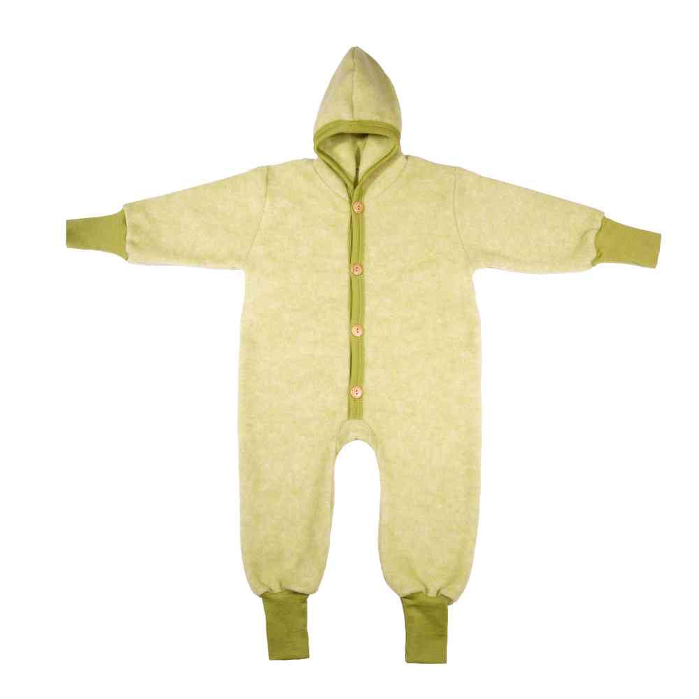 Combinaison pilote bébé en laine Cosilana combinaison polaire laine mérinos bio évolutive vert