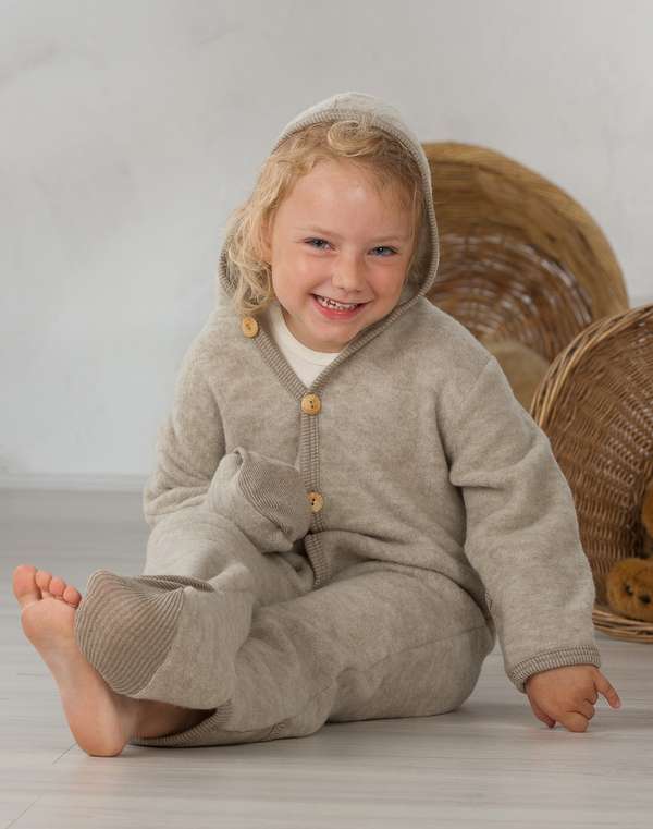 Combinaison bébé en laine polaire bio Cosilana
