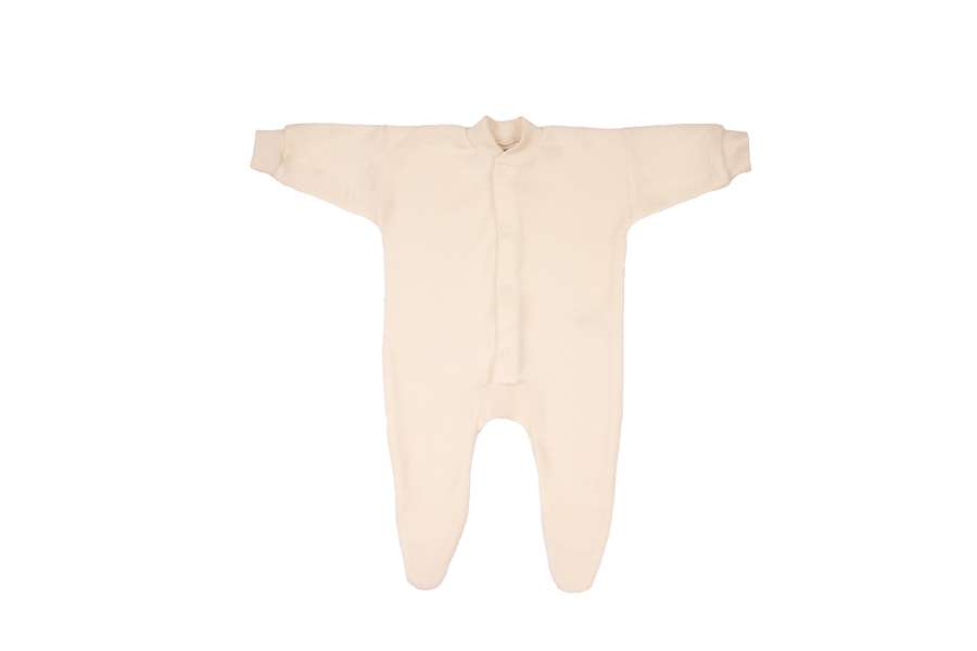 Pyjama bébé une pièce en éponge de laine mérinos Cosilana écru