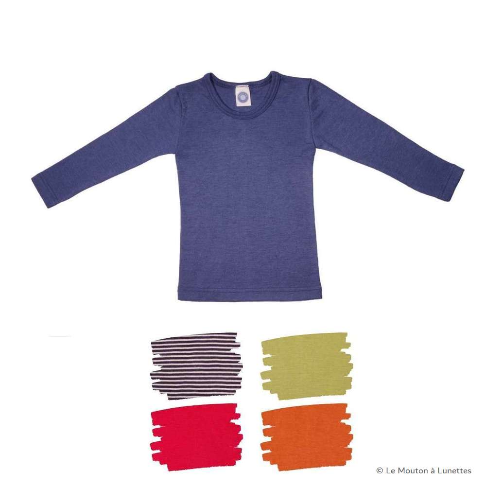 T-shirt en laine et soie manches longues enfant - COSILANA