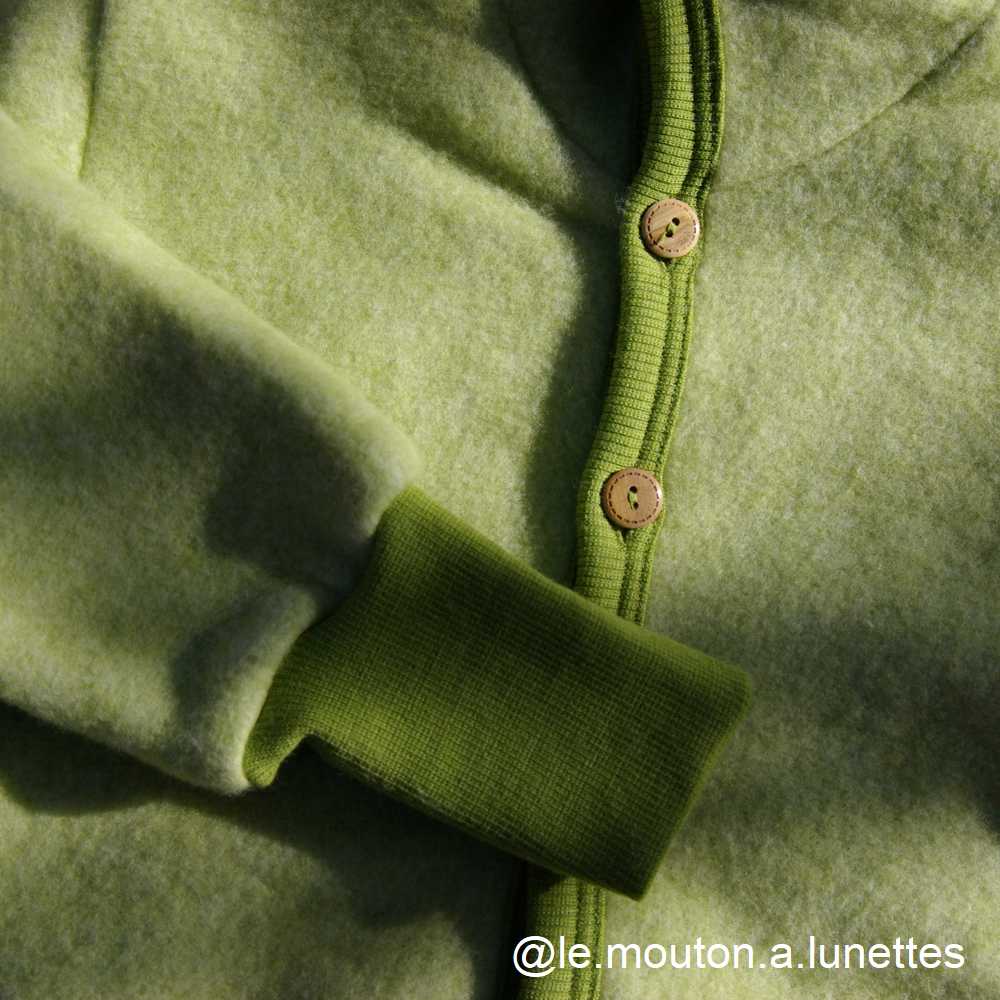 laine polaire bio Cosilana vert Le Mouton à Lunettes
