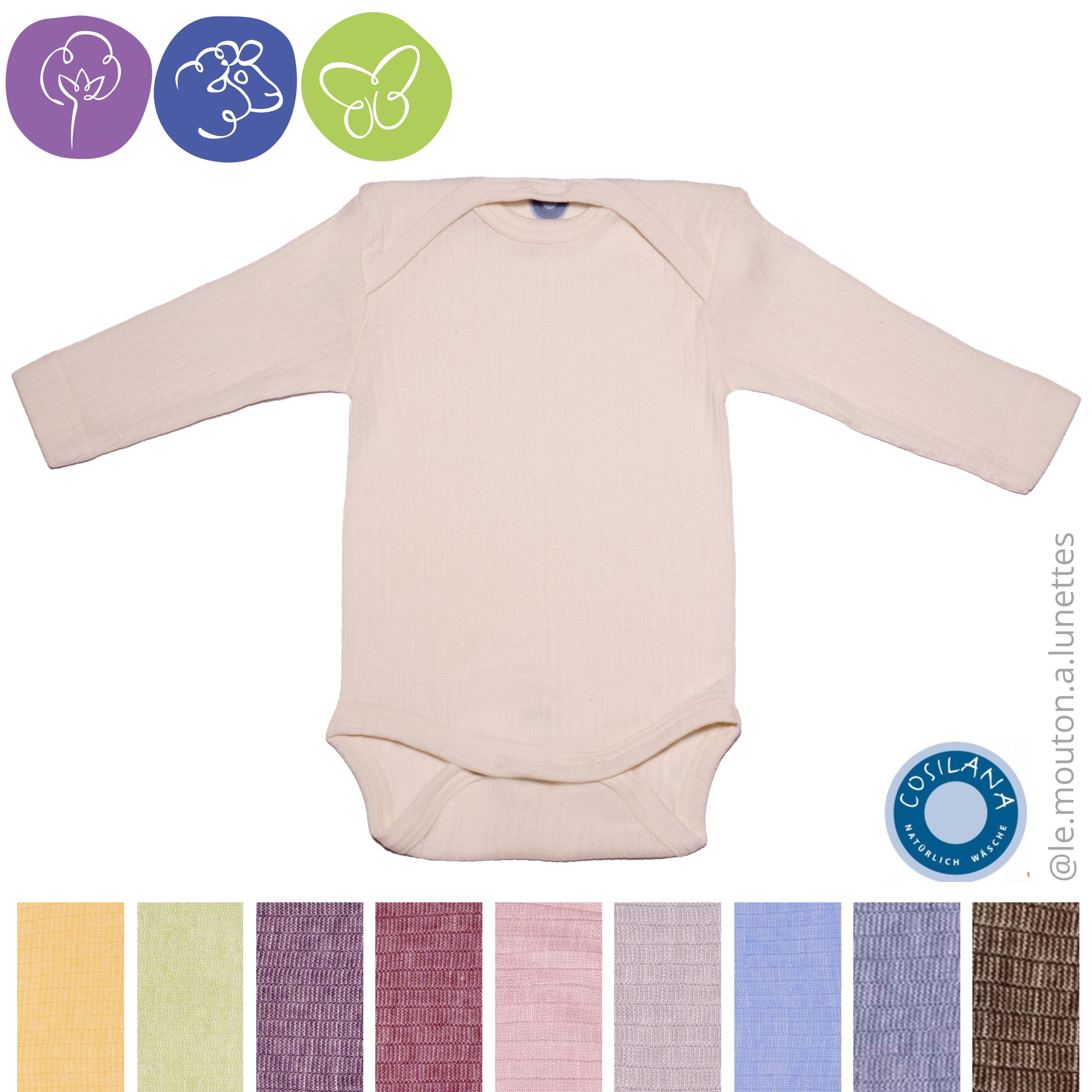 Body bébé en coton laine et soie - manches longues - COSILANA