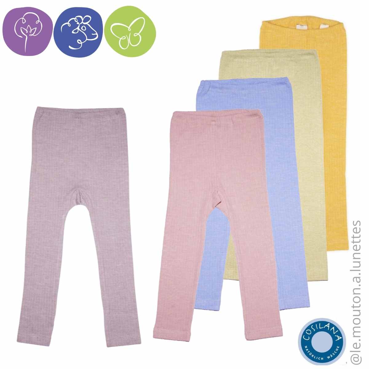 Legging bébé enfant cosilana coton bio laine mérinos soie