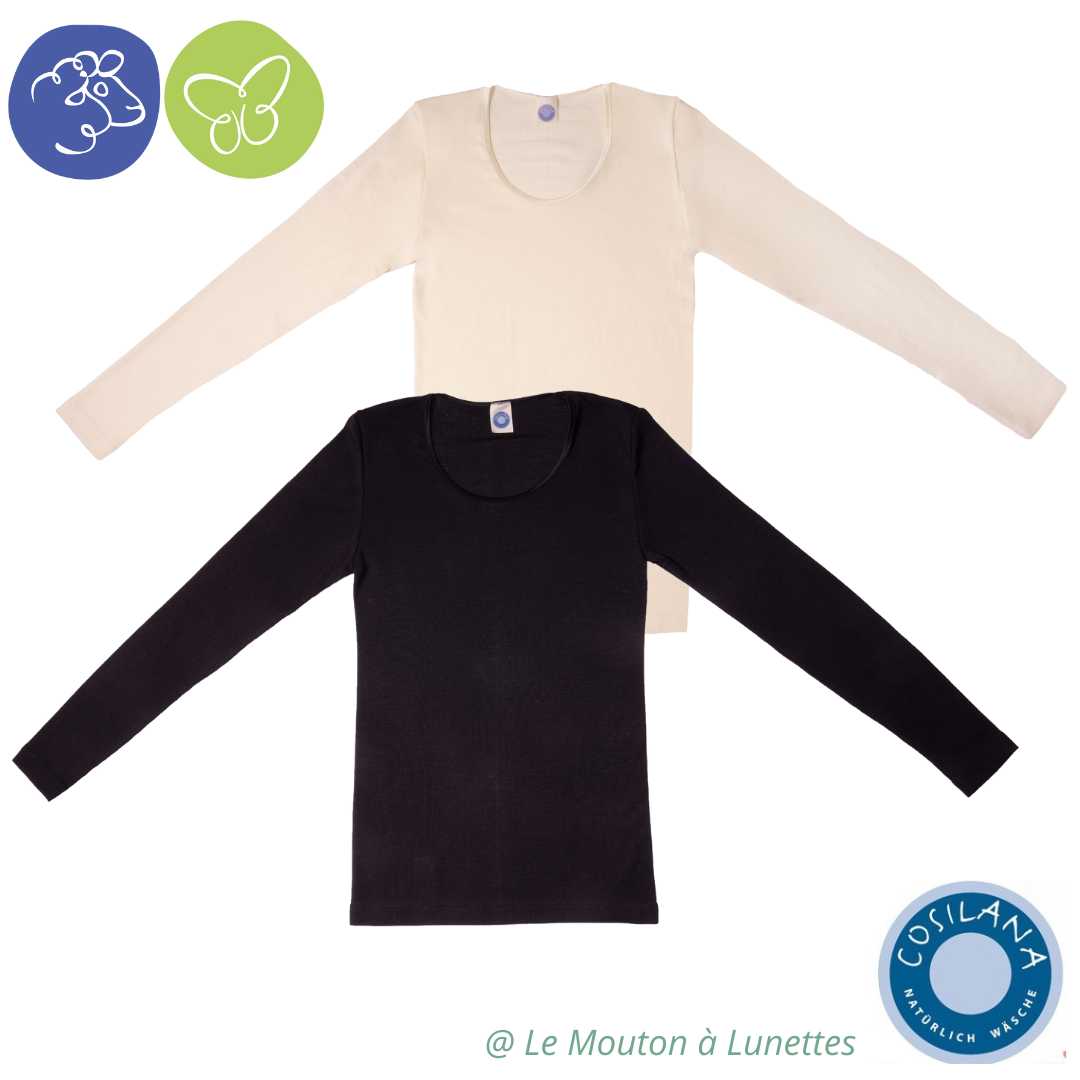 tricot femme cosilana laine mérinos soie manches longues bio sous-couche thermique
