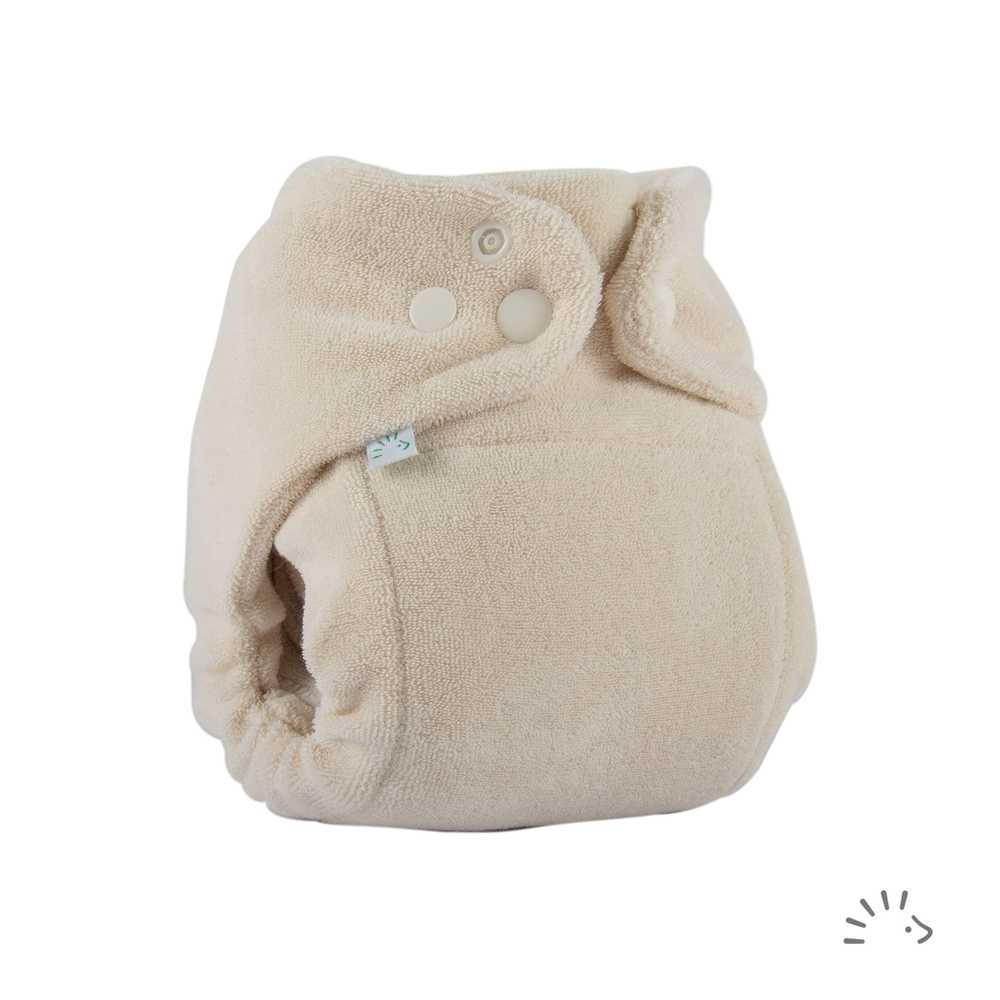 Couche lavable Popolini évolutive pour bébé maxisnap coton bio pressions écru 3 à 15 kg