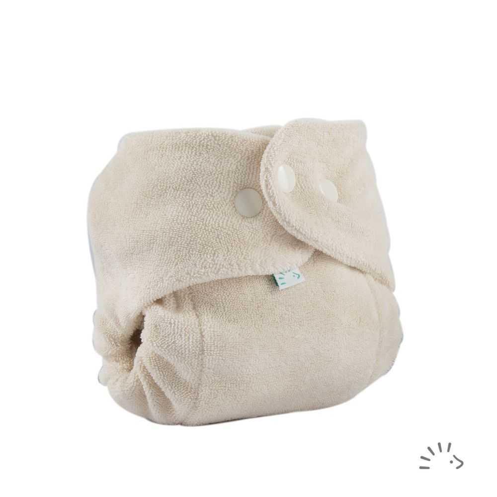 Couche lavable Popolini évolutive naissance minisnap coton bio pressions écru 2 à 8 kg