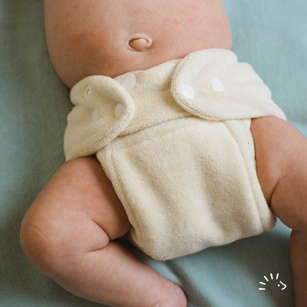 Couche lavable Popolini évolutive naissance minisnap coton bio pressions écru 2 à 8 kg