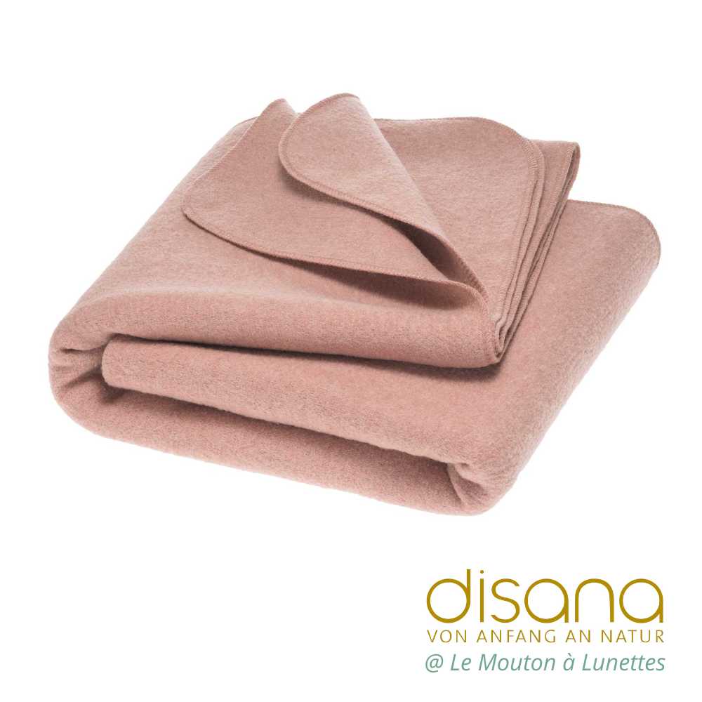 Couverture Disana en laine bouillie bio Grande couverture Disana living rose poudré
