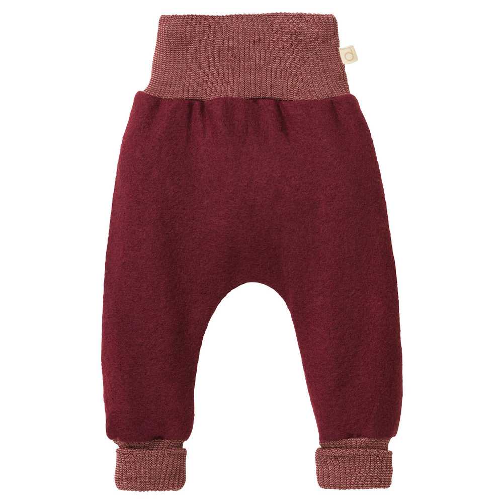 Pantalon bébé disana en laine bouillie fine légère mixte bio cassis