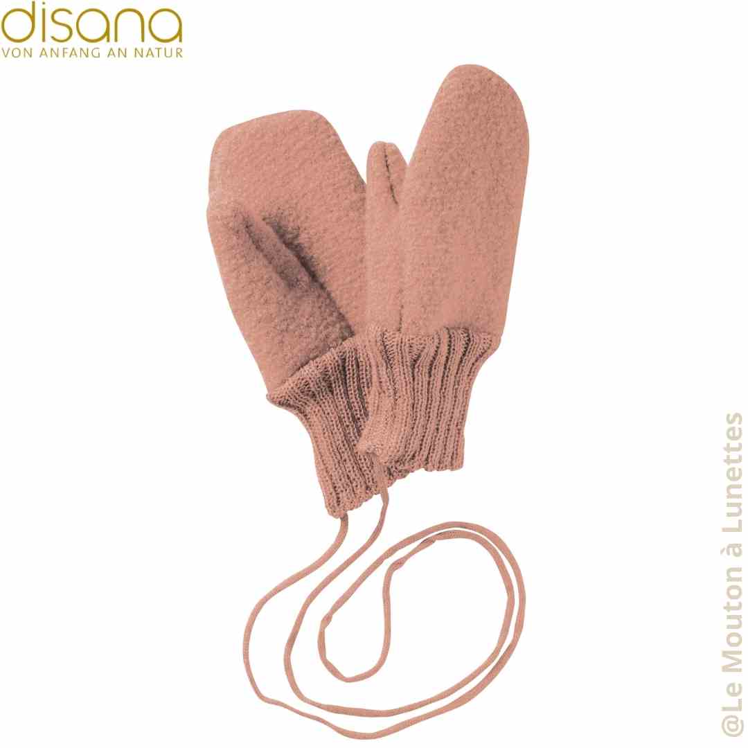 Moufle en laine bouillie rose disana pour enfant