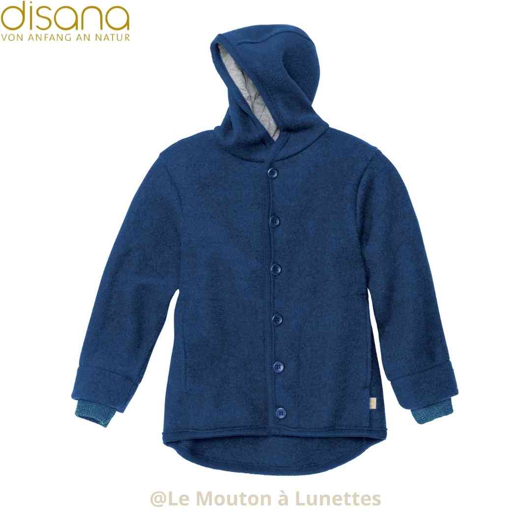 Veste en laine bouillie disana bleu marine