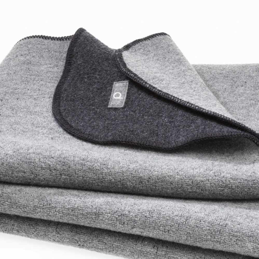 Couverture double-face Disana en laine bouillie bio Grande couverture hiver en laine Disana living gris