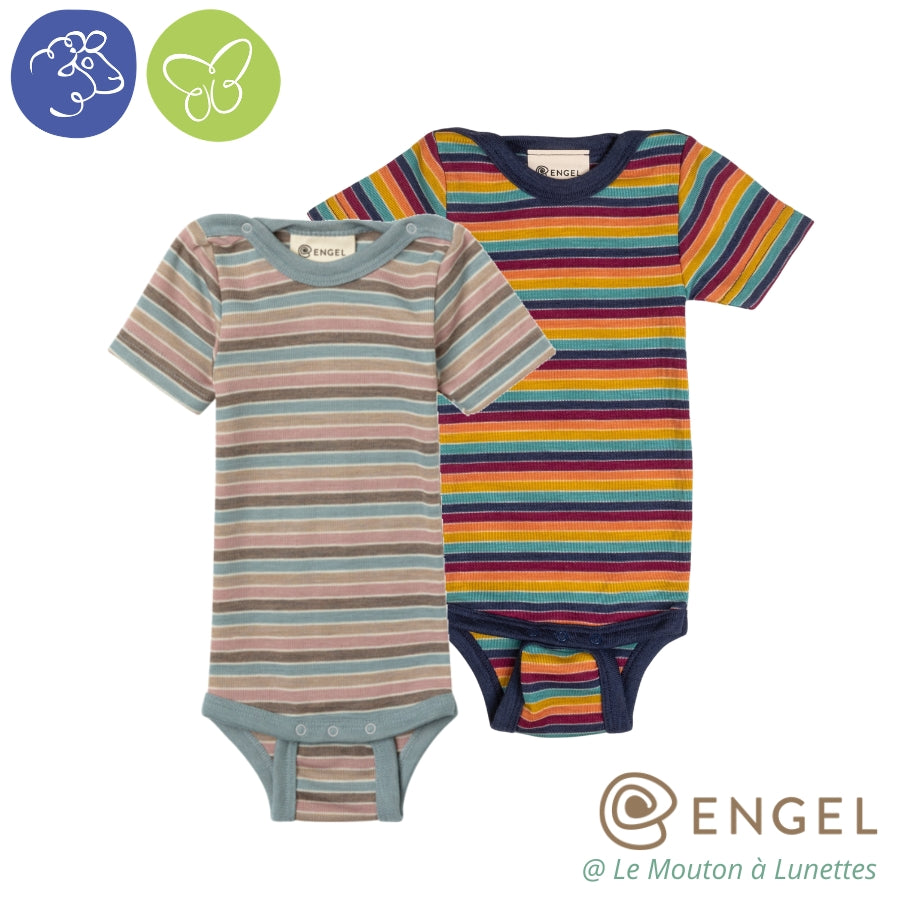 Body laine et soie Multicolore ENGEL NATUR - manches courtes