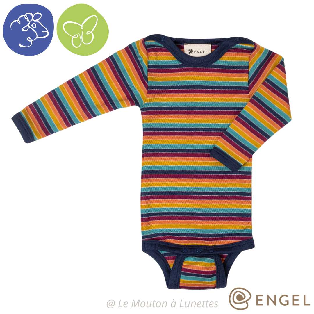 body laine soie bebe multicolore engel natur rayures arc en ciel laine mérinos bio