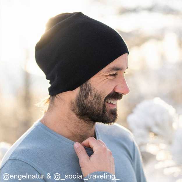 bonnet laine et soie bonnet adulte mérinos bio engel natur noir