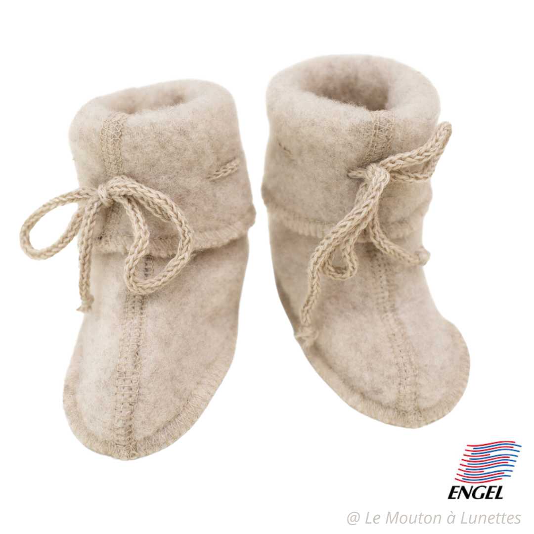 chaussons bébé polaire de laine bio engel natur beige sable