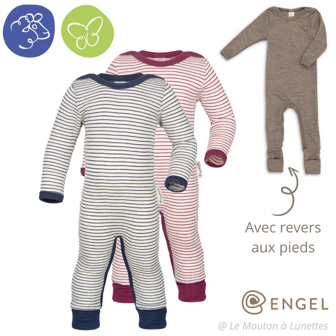 pyjama engel natur laine et soie pour bébé bio sans pieds