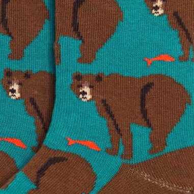 chaussettes coton bio motif ours brun fraulein prusselise enfant et adulte