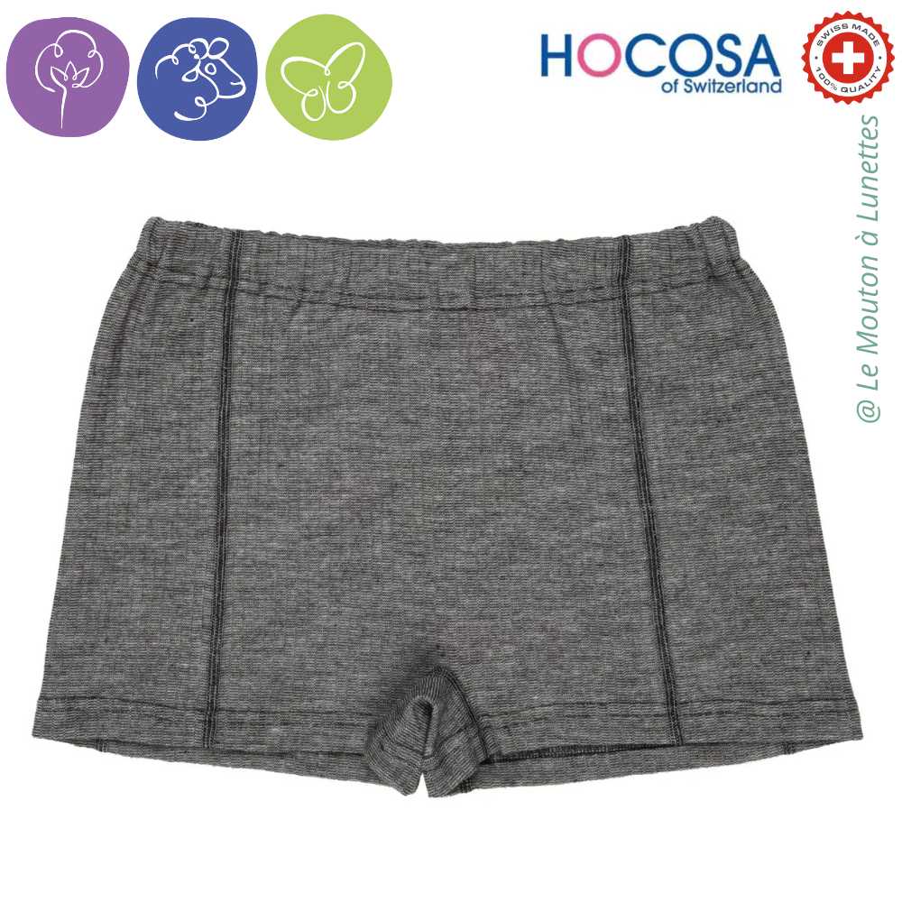 boxer hocosa en coton laine et soie Shorty pour femme - sous-vêtement bio sain écologique confortable