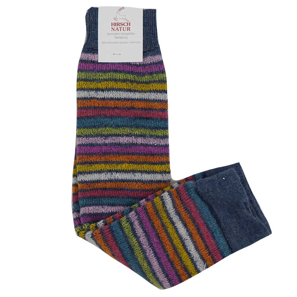 Guêtres en pure laine vierge bio fines pour enfant et adulte Hirsch Natur arc en ciel