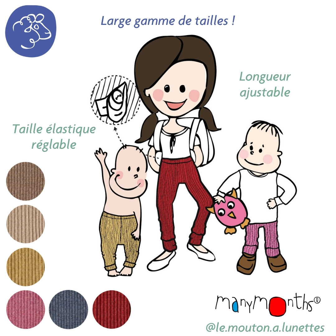 Leggings mixtes évolutifs en laine mérinos ManyMonths – PREVENTE 2026/27