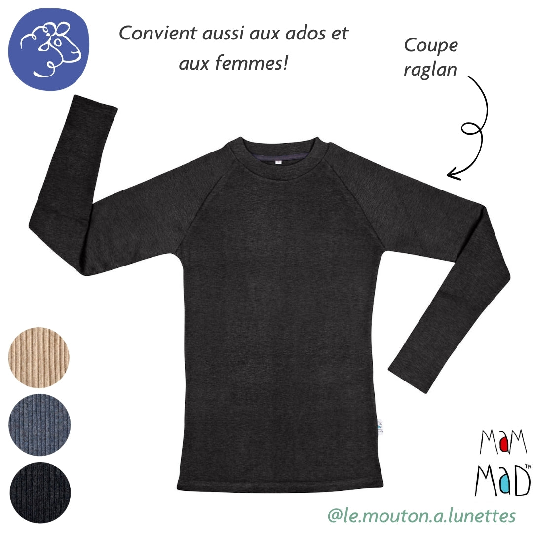 ManyMonths Tricot mérinos Homme manches longues raglan MaD en laine mérinos – collection 2026/2027