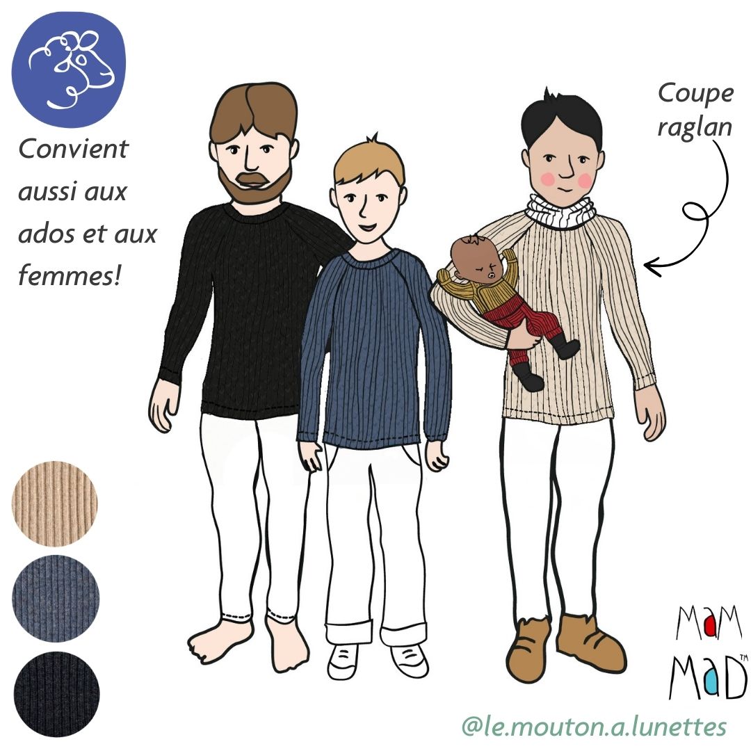 Tricot mérinos homme manches longues raglan MaD - PRECOMMANDE 2026/27