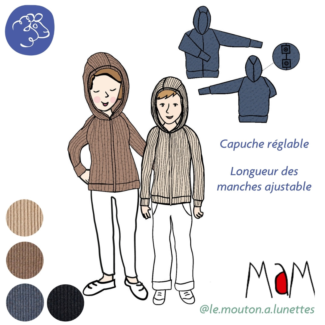 Cardigan zip femme MaM - Veste à capuche en laine mérinos - PRECOMMANDE 2026/27